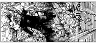Yuji lying in a mess after blasting through several buildings (Image via Gege Akutami/Shueisha)
